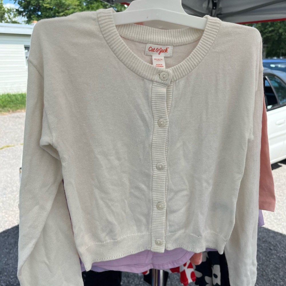 Cat & Jack Cream Cardigan Lightweight Knit Sweater